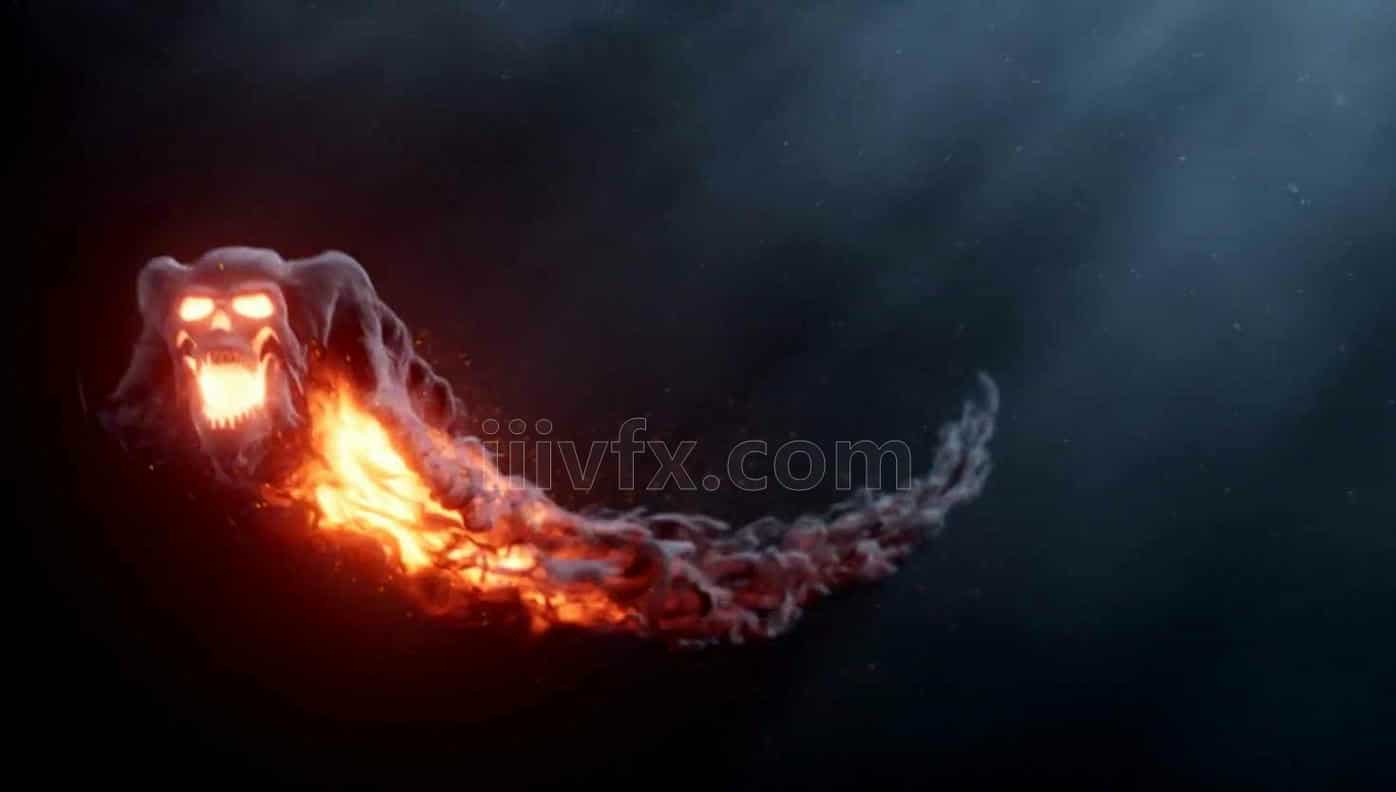 voxyde 144篇 houdini19高级骷颅头粒子拖尾火焰Advanced Particles - Demon Fire Trail流星彗星