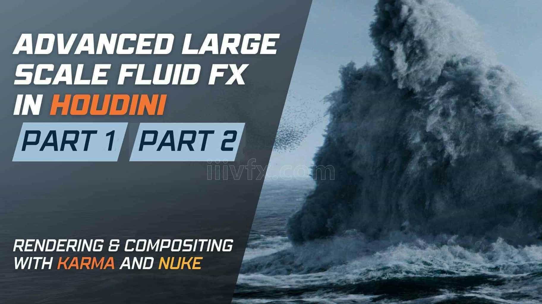 【重新保存12月9号作者更新一些解算渲染文件】Houdini20.5&Nuke巨人出水大规模流体Karma流程 Advanced Large Scale Fluid FX in Houdini - Part 1 & Part 2 两部全