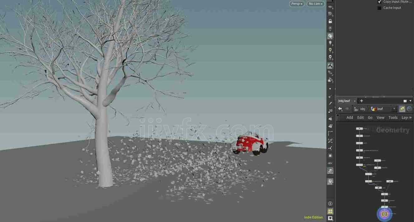 houdini汽车驶过落叶运动与空气动力学Falling leaves motion with aerodynamics | HIP File