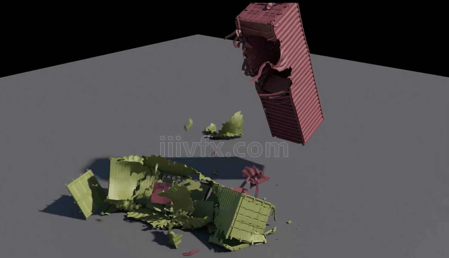 Houdini18.5集装箱铁皮挤压破碎hip工程文件